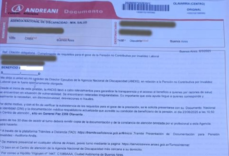 Desconcierto por citaciones de la Agencia Nacional de Discapacidad